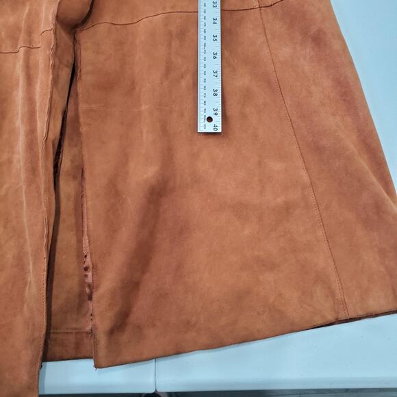 Vintage Penny Lane Coat Pelle Studio Wilsons Womens Large Tan Suede Leather Long - Picture 13 of 16